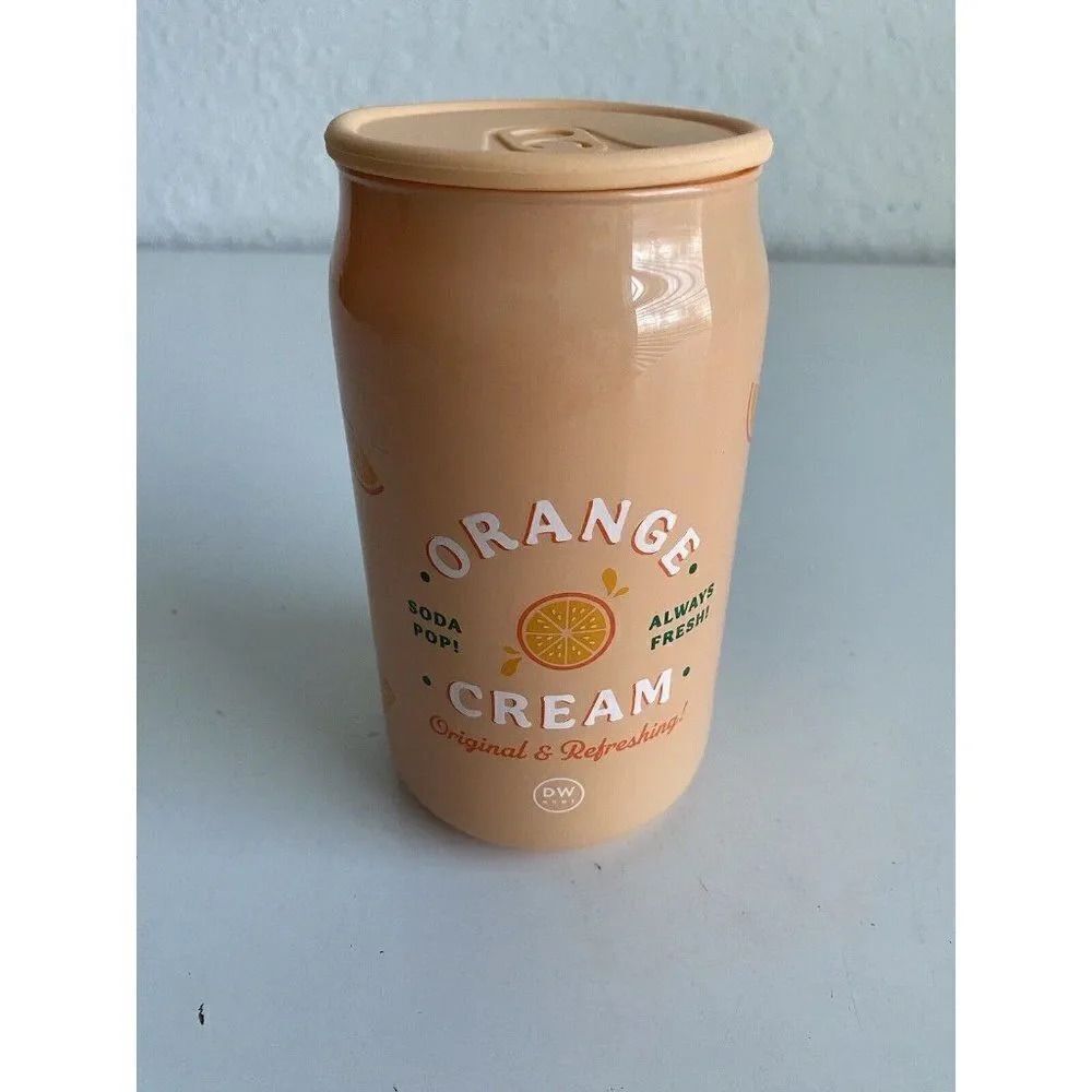 DW Home Orange Cream Soda Pop Glass Candle 15oz 33 HR Single Wick Rubber Lid NEW